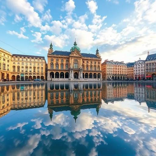 La Place de la Bourse à Bordeaux, reflétant le ciel dans son miroir d'eau.
