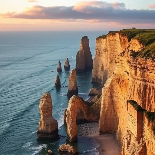 Les falaises d'√âtretat en Normandie, un paysage c√¥tier spectaculaire avec des formations rocheuses uniques