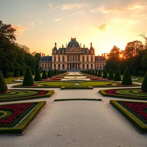 Une vue du Ch√¢teau de Fontainebleau et de ses jardins, Seine-et-Marne, France