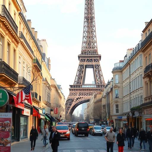 Vignette d'un article de blog sur les d√©fis et les opportunit√©s de tourner √† Paris, montrant la Tour Eiffel et une rue anim√©e.