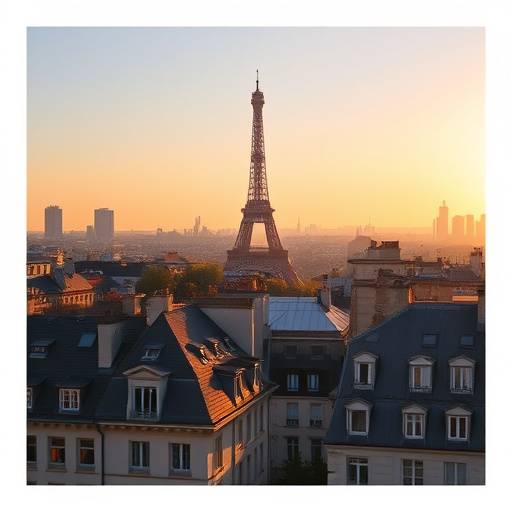 Vue imprenable sur les toits de Paris, avec la Tour Eiffel en arrière-plan.